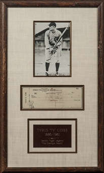 Ty Cobb Signed Check Dated December 7, 1948 In Framed Display (JSA)